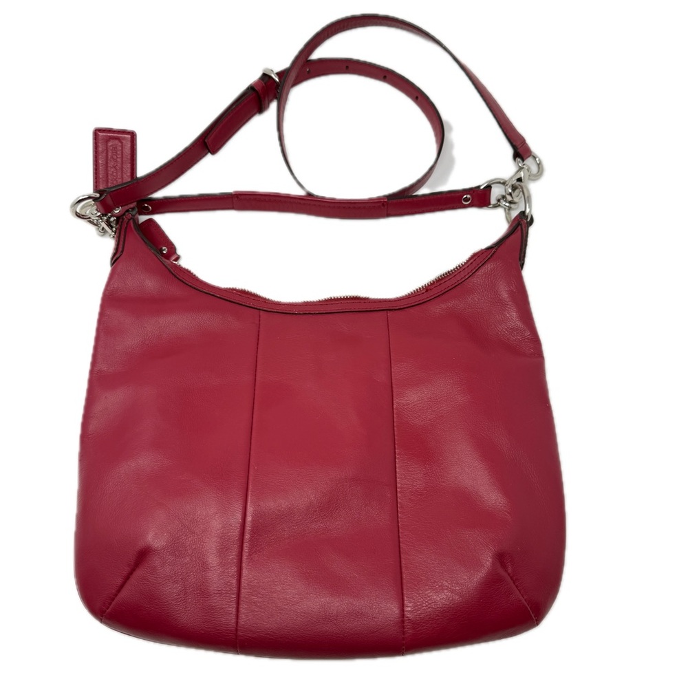 COACH Kristin Woven Leather Hobo Satchel Shoulder Crossbody Bag Scarlet Red - Picture 5 of 17